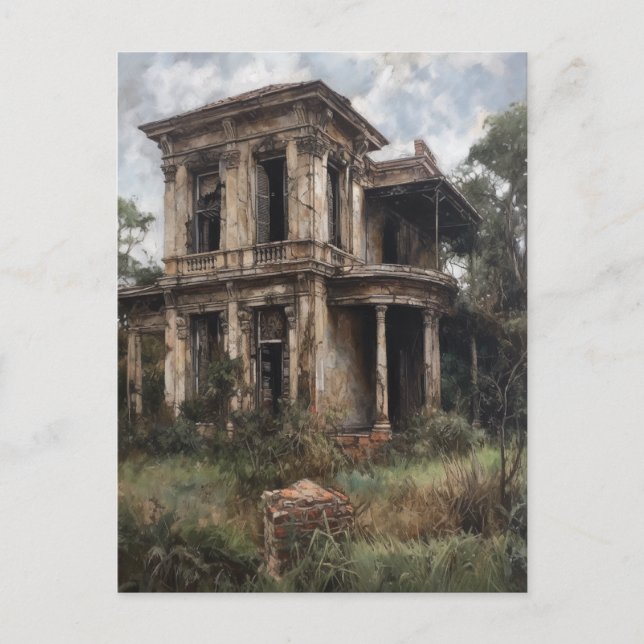 Old Abandoned Rural Mansion House Postcard (Front)