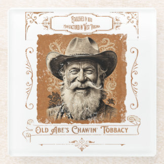 Old Abe's Chawin' Tobaccy Glass Coaster