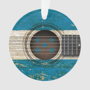 Old Acoustic Guitar with Honduras Flag Ornament