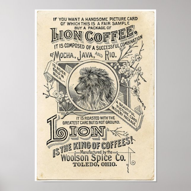Old Advertising Lion Coffee Poster (Front)