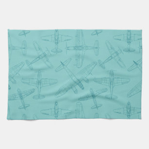 Old aeroplanes tea towel