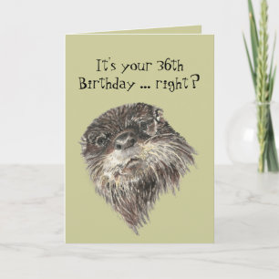 Old Age 36th Birthday Humour with Cute Otter Anima Card