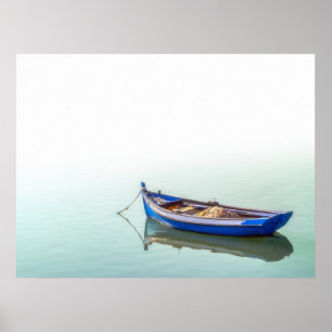 Old Aiola boat. Small rowboat in Seixal Bay. Poster