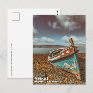 Old Aiola. Portuguese traditional boat in a beach Postcard