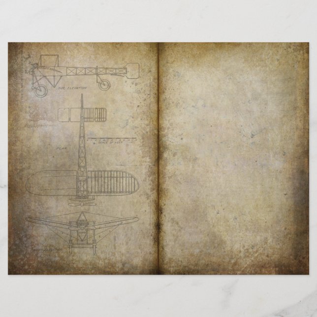Old Aircraft Vintage Journal Scrapbook Paper (Front)