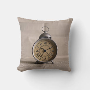 Old Alarm Clock Reversible Cushion