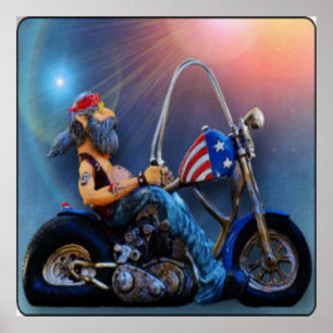 Old American Biker Poster