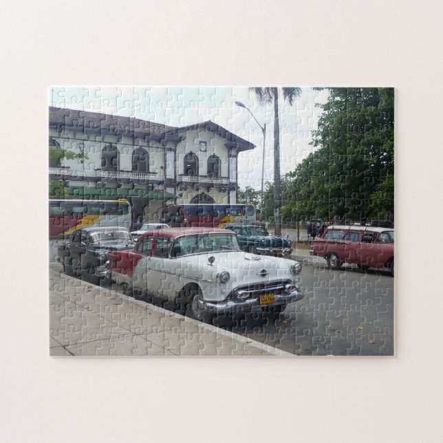 Old american car on Cuba Jigsaw Puzzle (Horizontal)