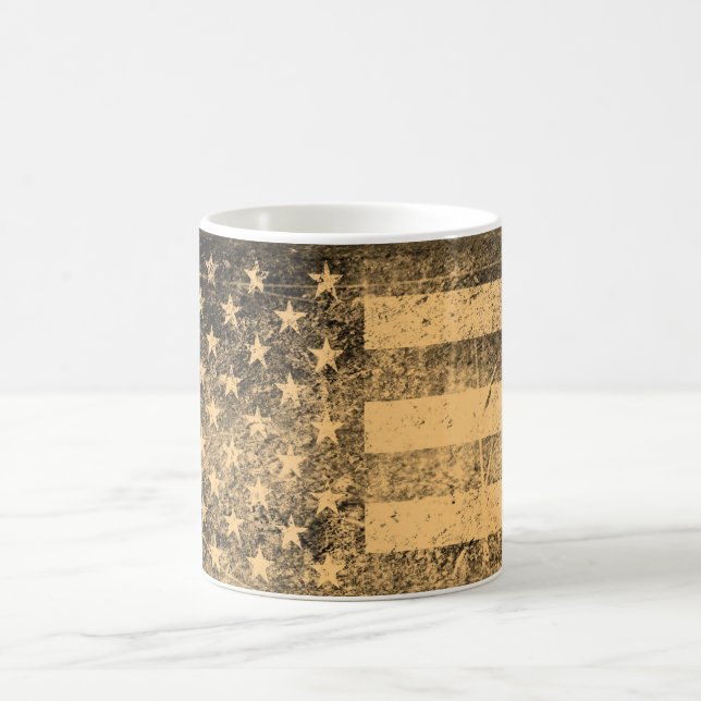 Old American Flag Grunge Coffee Mug (Center)