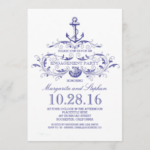 old anchor nautical engagement party invite
