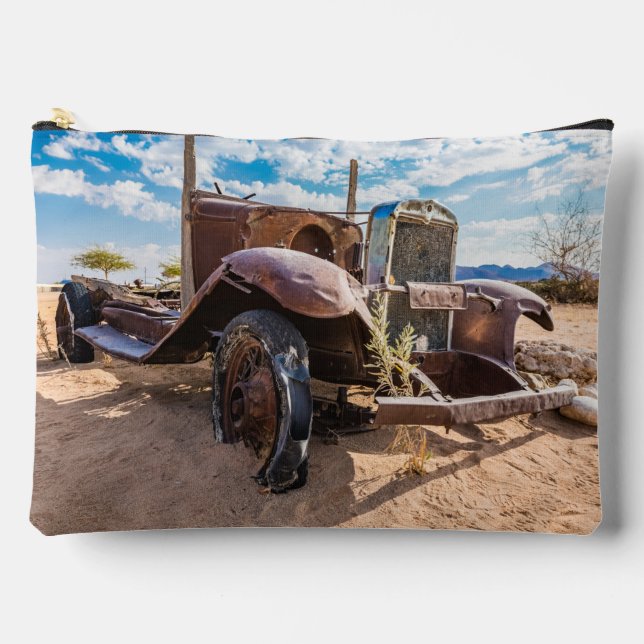 Old and abandoned car #3 in Solitaire, Namibia Accessory Pouch (Front)