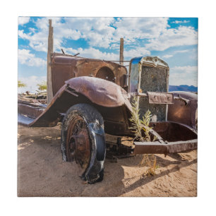 Old and abandoned car #3 in Solitaire, Namibia Tile