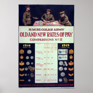 Old and new rates of pay WWI Poster