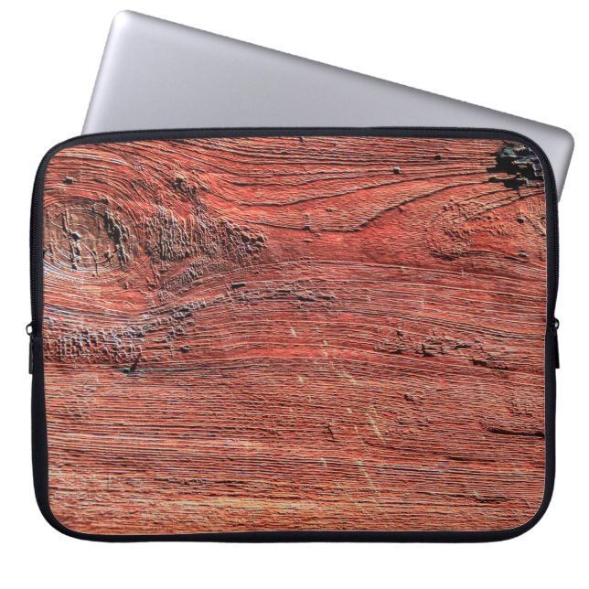 Old and rustic hardwood log surface, background te laptop sleeve (Front)