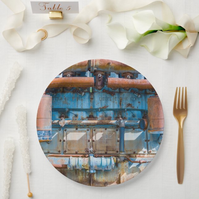 Old and rusty Atlas Imperial diesel engine at Inde Paper Plate (Wedding)