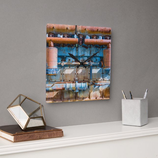 Old and rusty Atlas Imperial diesel engine at Inde Square Wall Clock (Office)