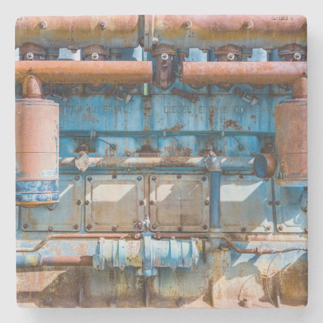 Old and rusty Atlas Imperial diesel engine at Inde Stone Coaster (Front)