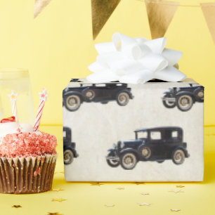 Old Antique Black Car Wrapping Paper
