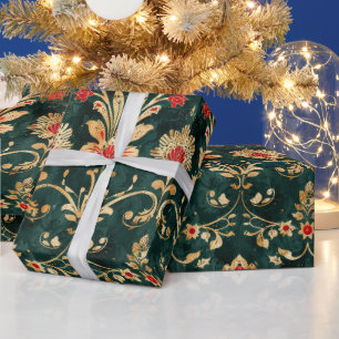 Old Antique Christmas Damask Wrapping Paper