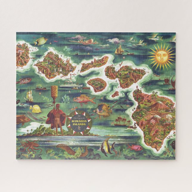 Old Antique Hawaiian Islands Map Historical Jigsaw Puzzle (Horizontal)