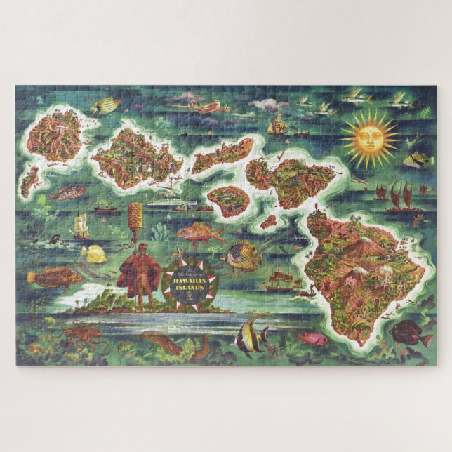 Old Antique Hawaiian Islands Map Historical Jigsaw Puzzle (Horizontal)
