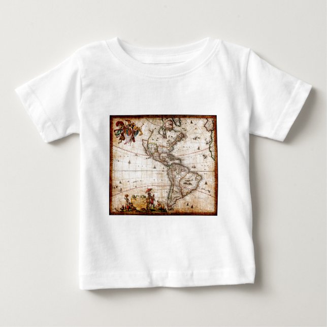 Old Antique North & South America Map Baby T-Shirt (Front)