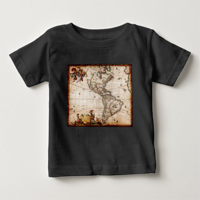 Old Antique North & South America Map Baby T-Shirt (Front)