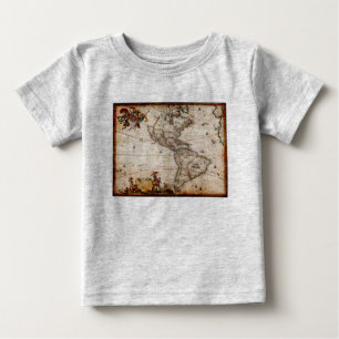 Old Antique North & South America Map Baby T-Shirt