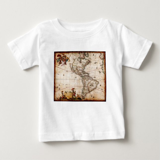 Old Antique North & South America Map Baby T-Shirt (Front)
