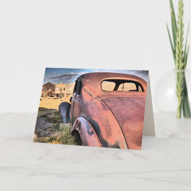 Old Antique Red Car, Bodie CA Blank Greeting Card (Front)