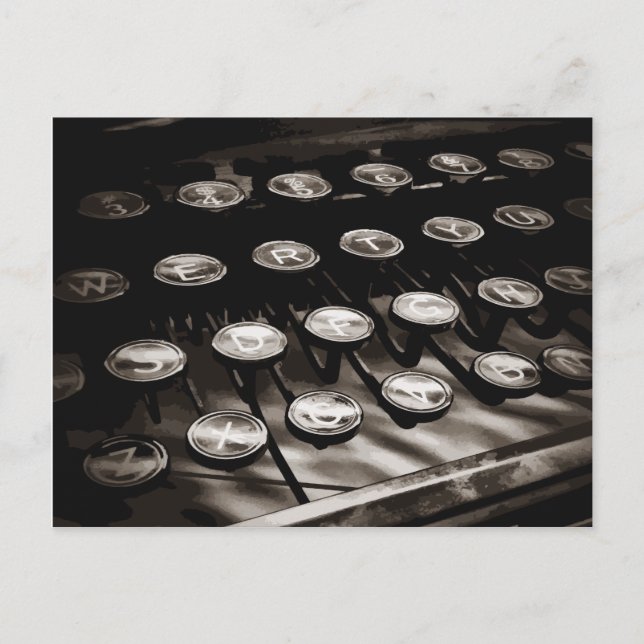 Old Antique Typewriter Keys Black White Postcard (Front)