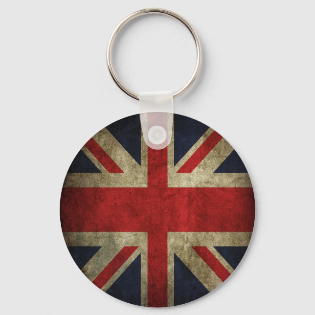 Old Antique UK British Union Jack Flag Key Ring (Front)