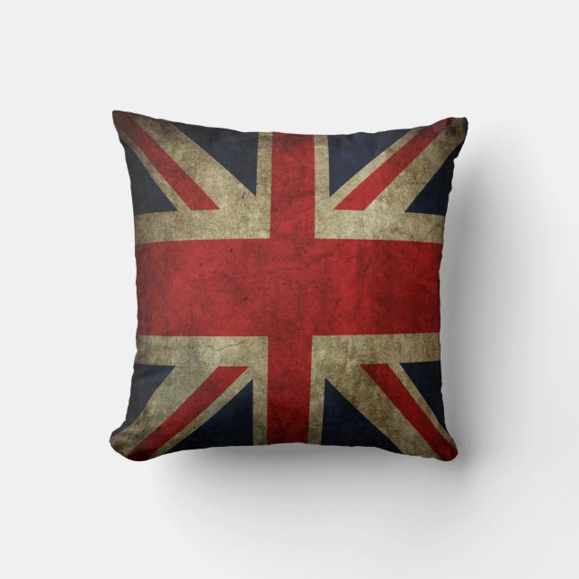 Old Antique UK British Union Jack Flag Pillow (Front)