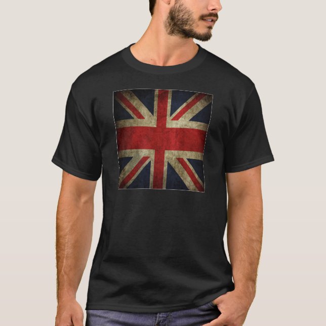 Old Antique UK British Union Jack Flag T-Shirt (Front)