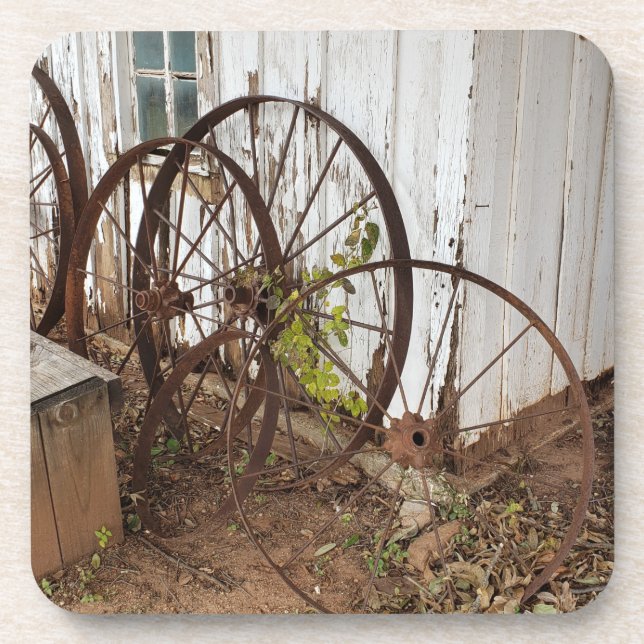 Old Antique Wagon Wheels Coaster (Front)