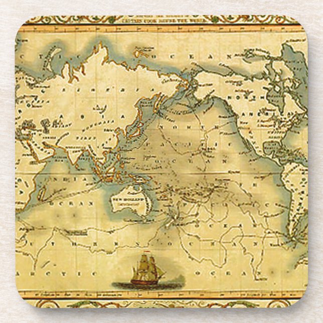 Old Antique World Map Coaster (Front)