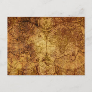 Old Antique World Map Historical Postcard