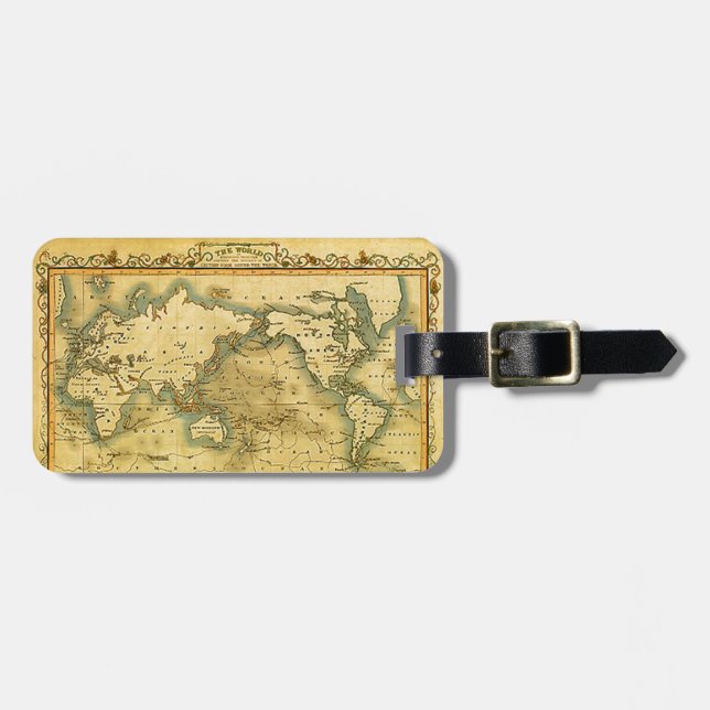 Old Antique World Map Luggage Tag (Front Horizontal)