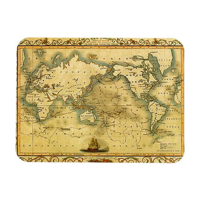 Old Antique World Map Magnet (Horizontal)