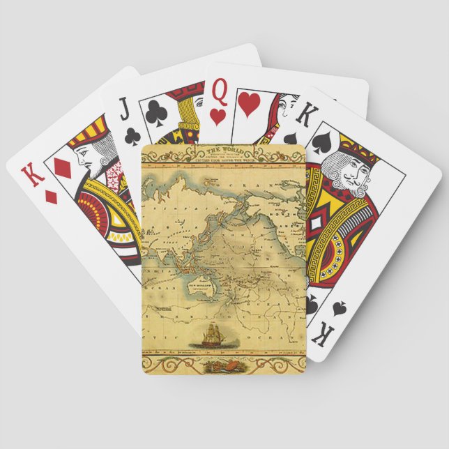 Old Antique World Map Playing Cards (Back)
