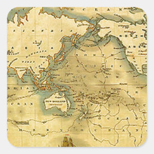 Old Antique World Map Square Sticker