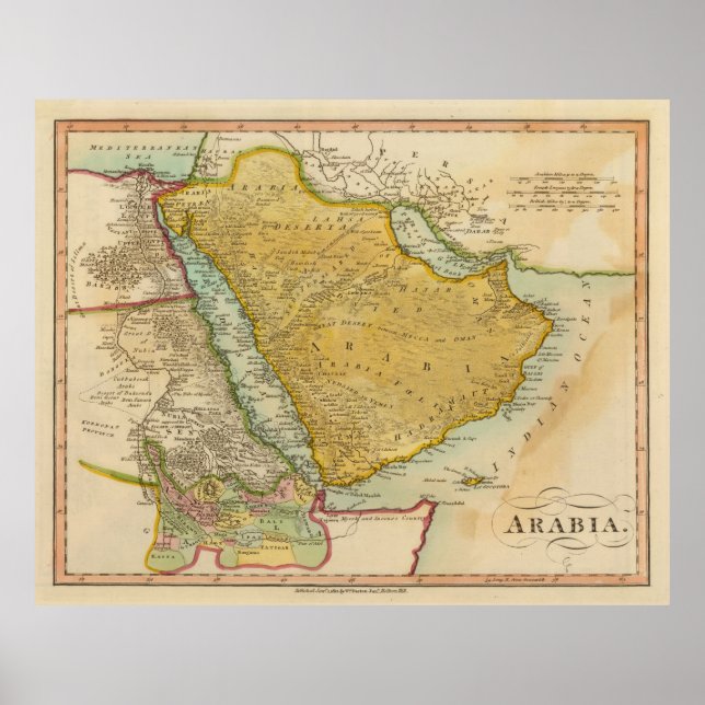 Old Arabian Peninsula Map (1912)  Poster (Front)
