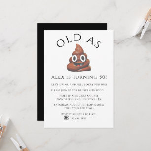 Old As Unisex Poo Birthday Party Invitation