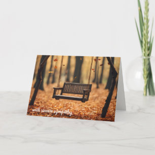 Old Autumn Swing Bench for Sympathy Card