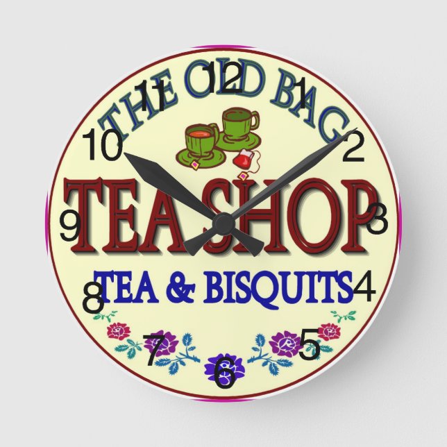 Old Bag Tea Shop Round Clock (Front)