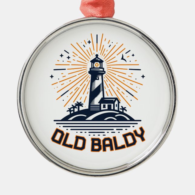Old Baldy Lighthouse Sunrise Metal Tree Decoration (Front)