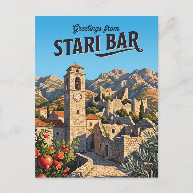 Old Bar Fortress Montenegro Postcard (Front)