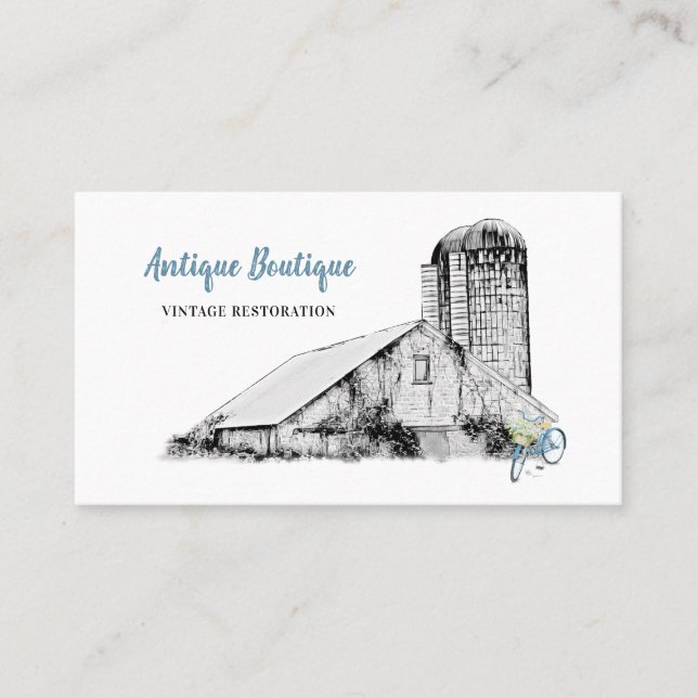 Old Barn and Bicycle Antique Shop Business Card (Front)