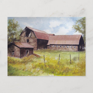 Old Barn and Farmhouse- postcard