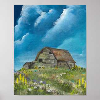 Old Barn and Wildflowers 3-2026 Print